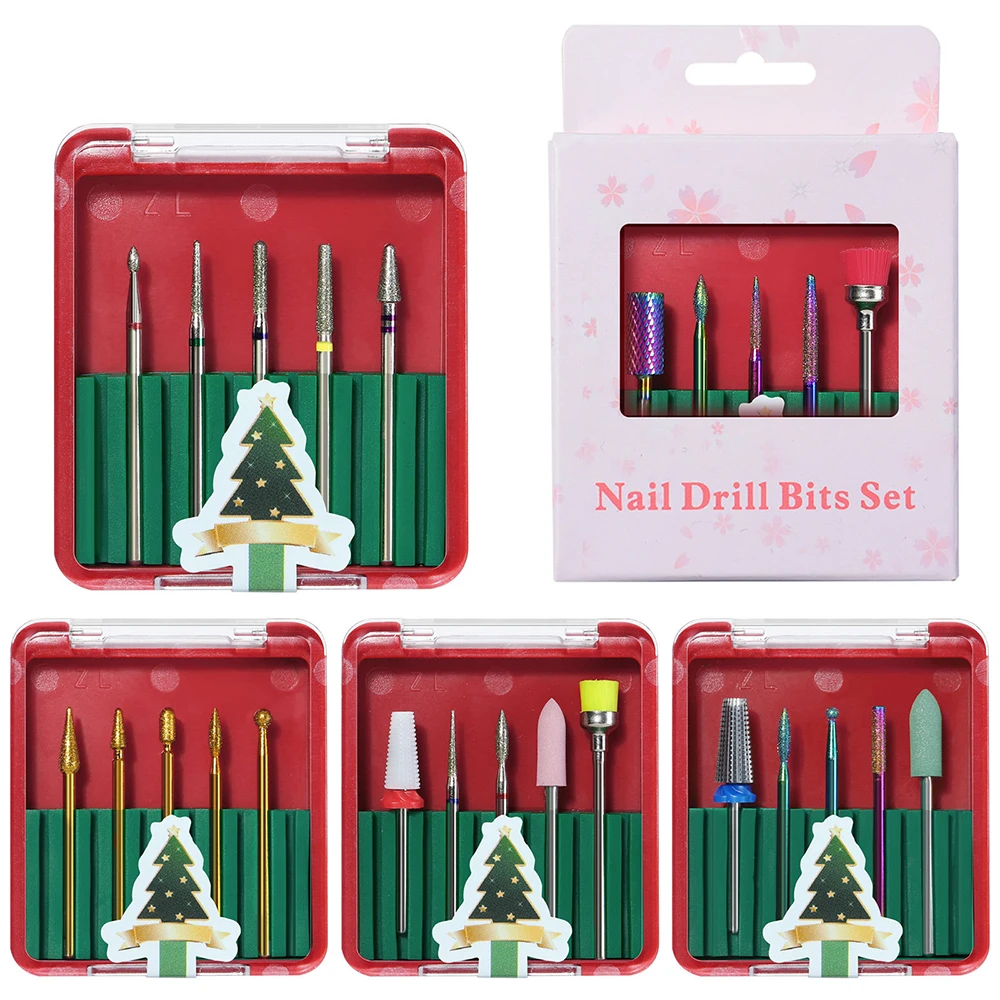 

New Christmas Polishing Head Set Nail Tungsten Steel Bidirectional Nails Removal Set Manicure Products Art Accessories And Tools