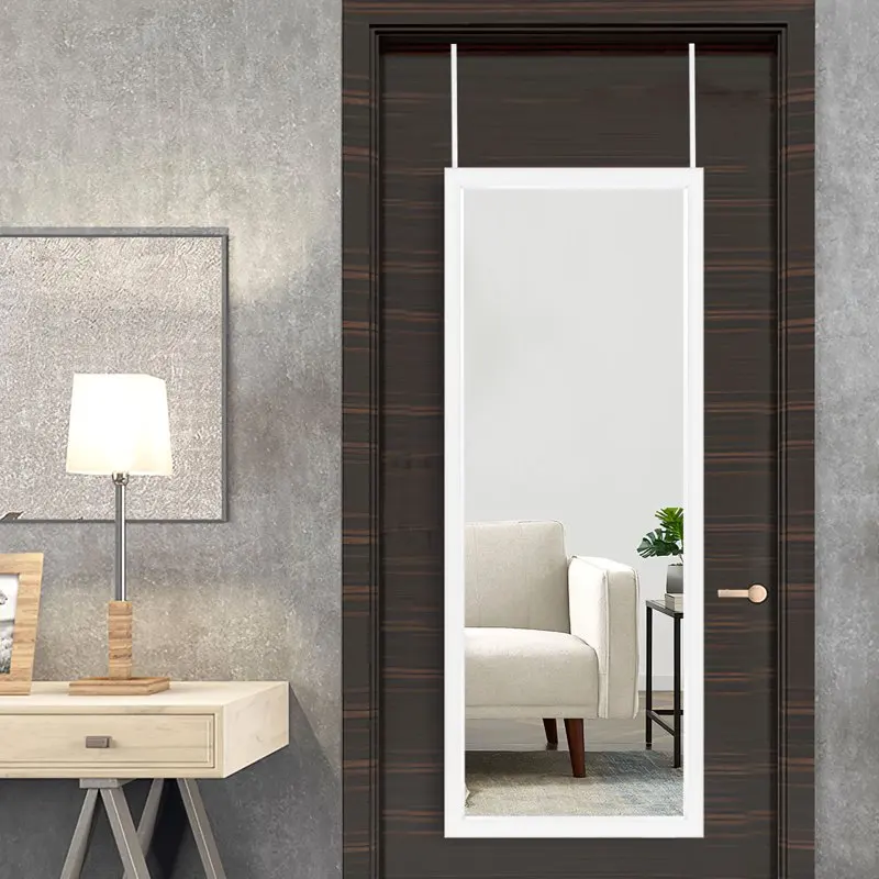 

Full Length Over The Door Mirror Hanging Mirror for Bedroom Dorm Room White