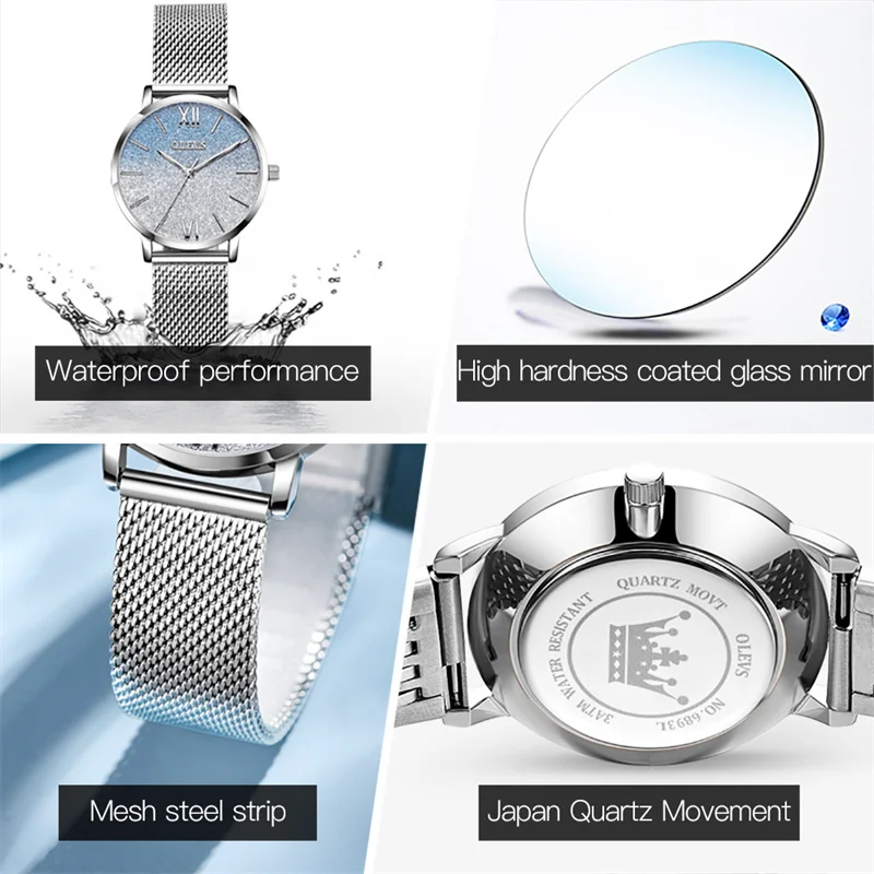 OLEVS Women Bracelet Watch Luxury Brand Quartz Ladies Dresses Wrist Watches Silver Female Watch Waterproof Clock Reloj Mujer enlarge