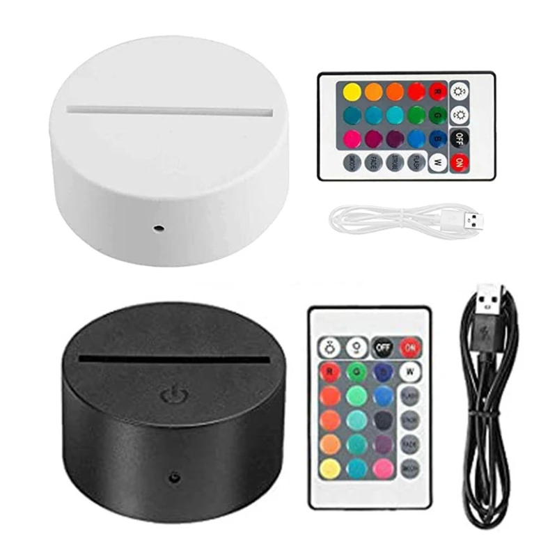 

4 Night LED Light Lamp Base Remote Control USB Cable Adjustable 7 Colors Lights