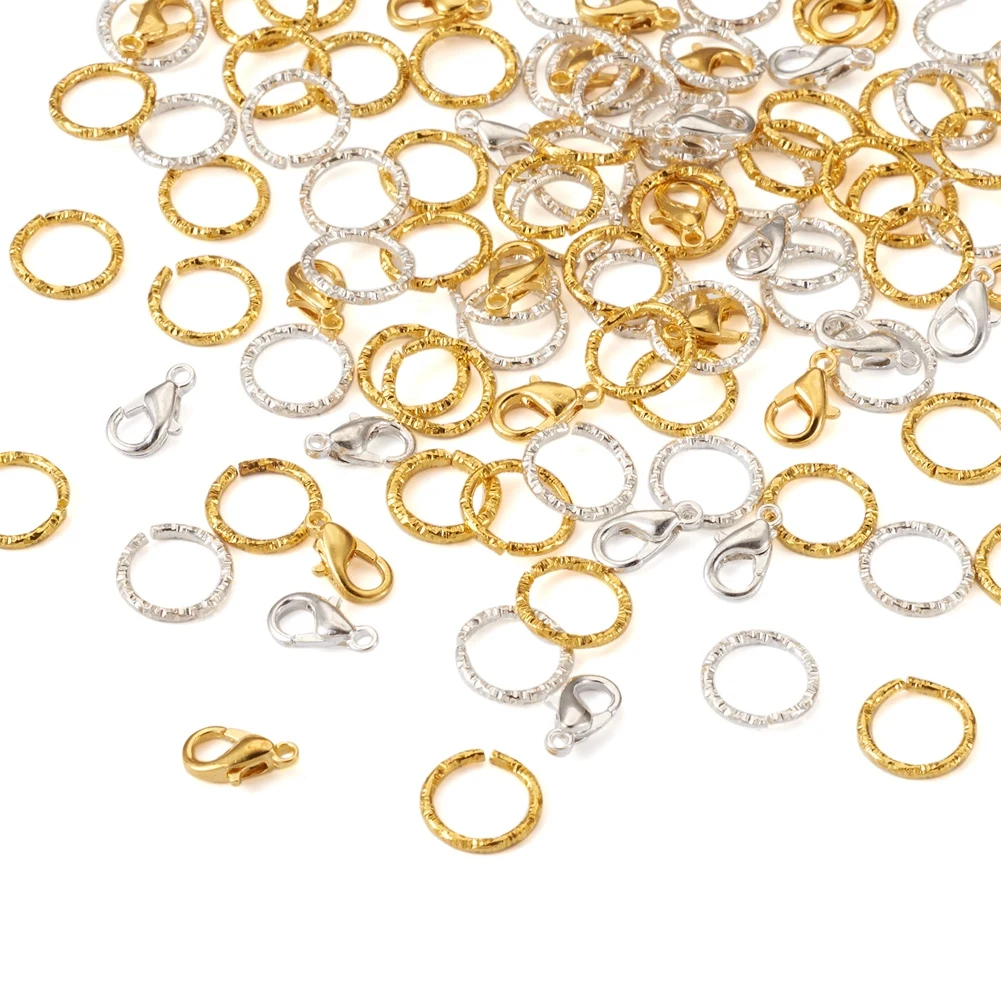 

Pandahall 300Pcs Zinc Alloy Lobster Claw Clasps DIY Jewelry Making Finding Kit With Iron Jump Rings For Jewelry Making