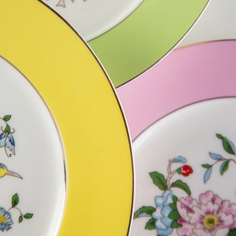 Европейская костяная фарфоровая тарелка для цветов и птиц дим-сам креативная