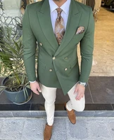 tailored made green double breasted mens suits custom wedding tuxedos groom wear party prom best men blazer suit jacketpants