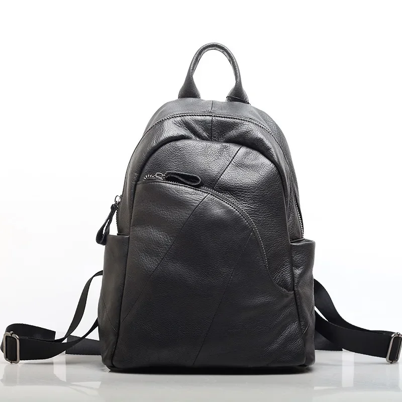 Женский классический черный рюкзак Zency из натуральной кожи большой