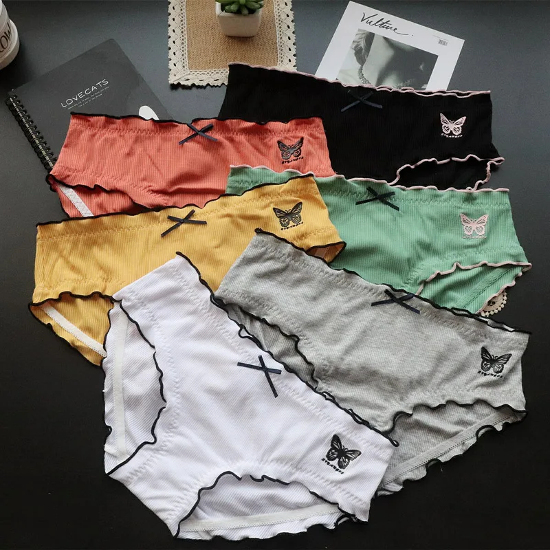 Хлопковые Симпатичные женские трусики с 3D бабочками нижнее белье для девочек