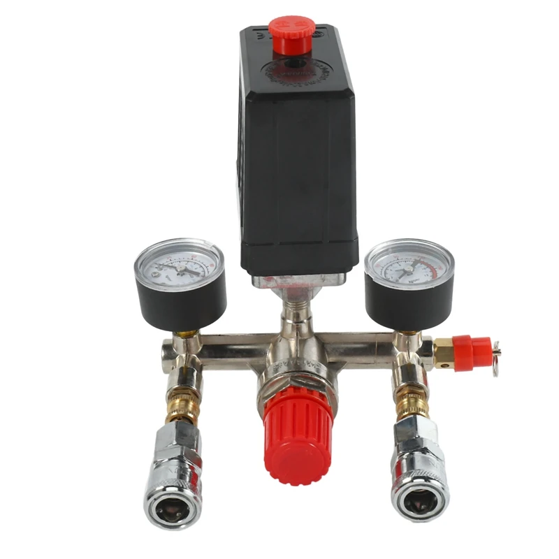 

BEAU-Air Compressor Pressure Valve Switch Manifold Relief Regulator Gauges 90-120 Psi 240V 17X15.5X19cm