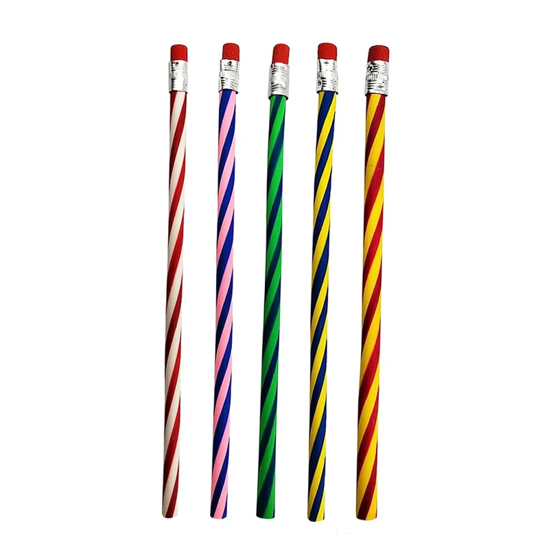 

5pcs Colorful Flexible Bendy Soft Pencil Flexible Pencils Soft Novelty Pencil Multi Colored Striped Soft Pencil For Kids Student