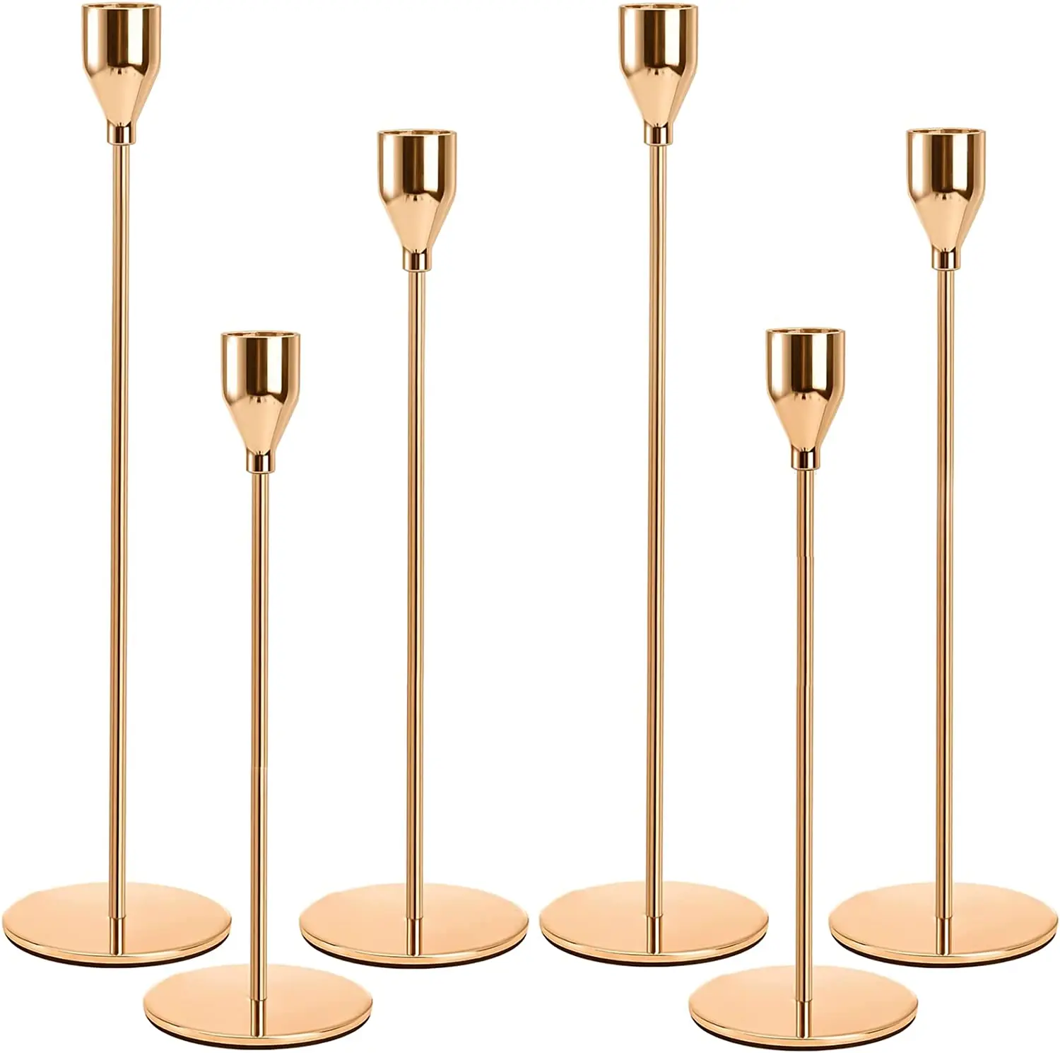 

Lot de 6 bougeoirs Or pour Bougies Coniques Compatibles avec Bougies Coniques de 3/4 Pouces D'épaisseur Support Décorat
