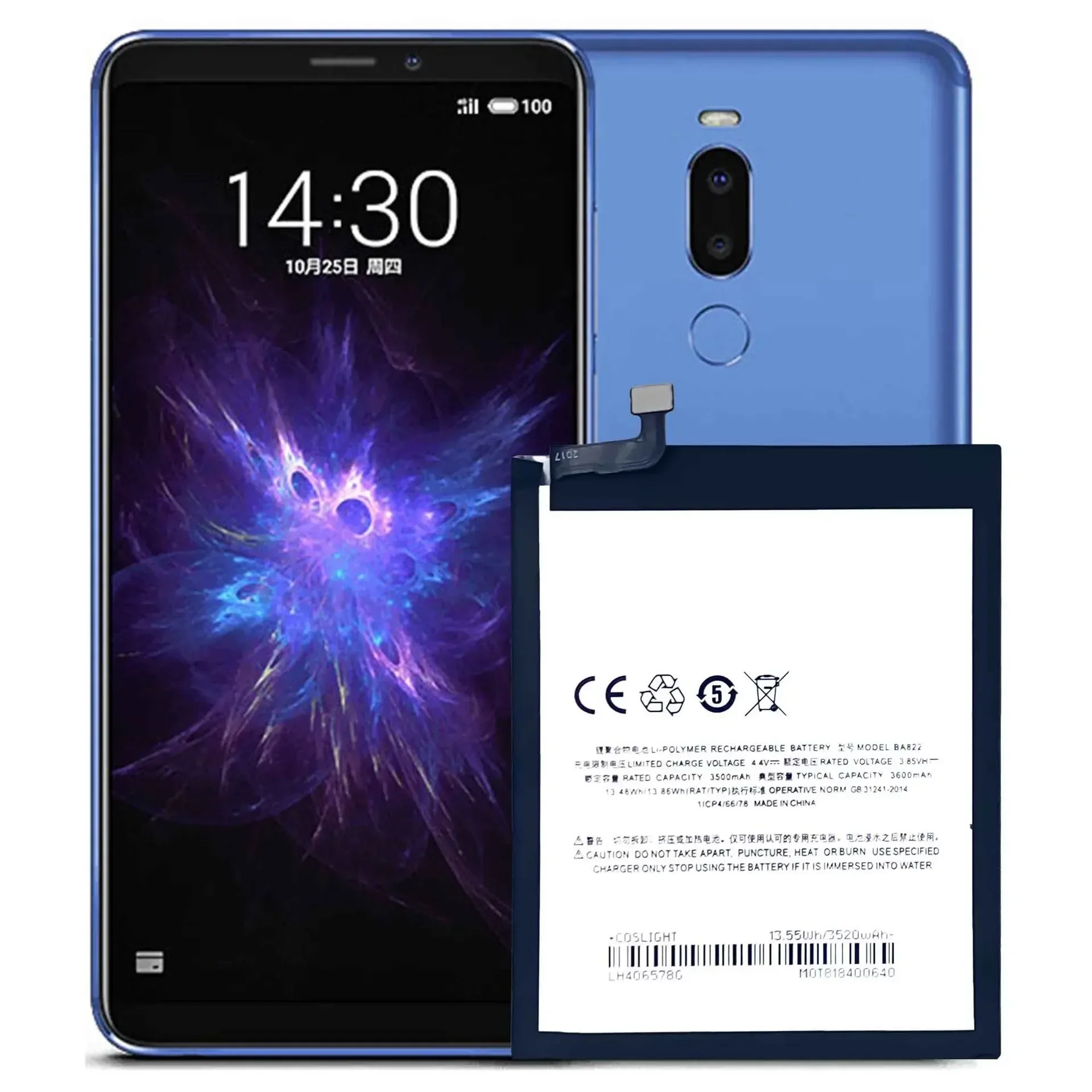 Высококачественная сменная батарея для мобильного телефона Meizu Note 8 BA822 3600 мАч