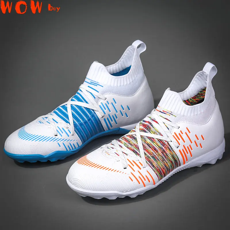 

2023 Football Shoes Men Fashion Flying Woven Surface Breathable Football Boots Outdoor Lightweight High Ankle Training Shoes New