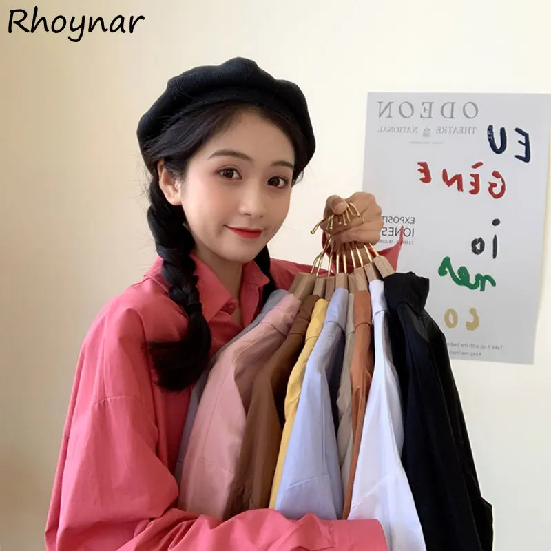 

Shirts Women Solid Clothing Inner New Arrival Spring Thin Korean Style Loose Tops Ladies Harajuku Various Colors Simple Chemise