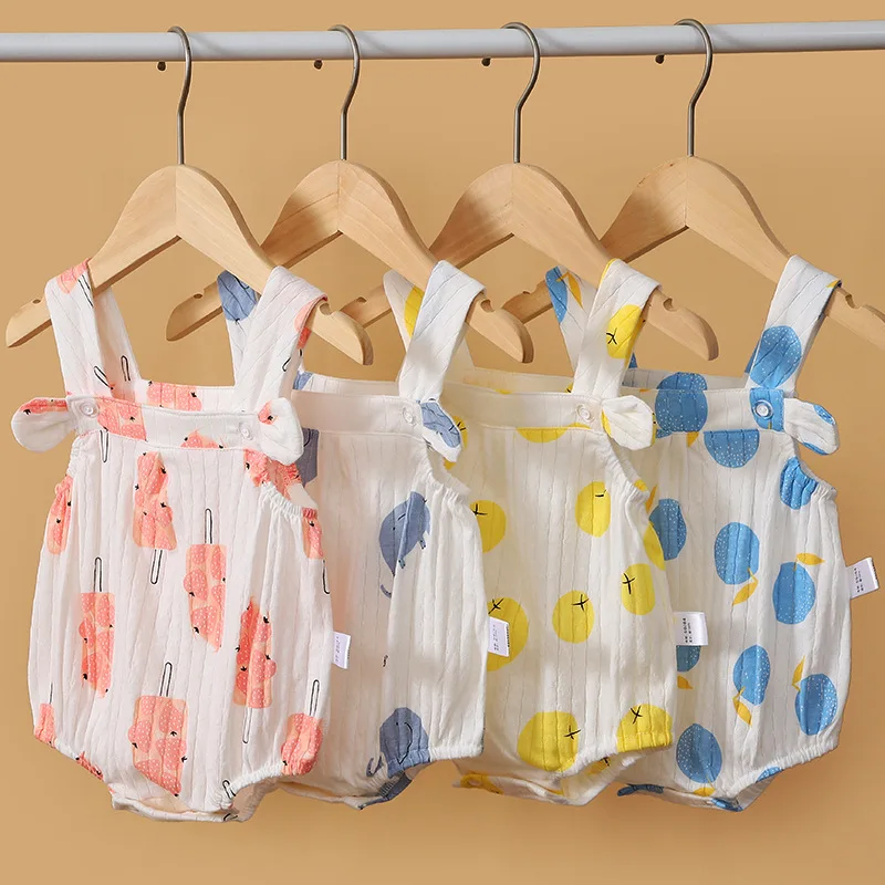 

Summer Newborn Infant Baby Boys clothes Muslin Romper Baby Girls Clothing Fashion Jumpsuits Sleeveless Newborn Rompers