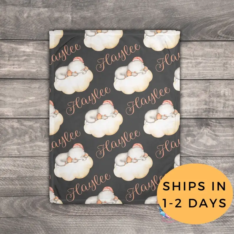 

Elephant Gift Personalized, Custom Baby Blanket Girl, Safari Nursery Decor, Jungle Theme Baby Shower, Toddler Blanket, First Bir