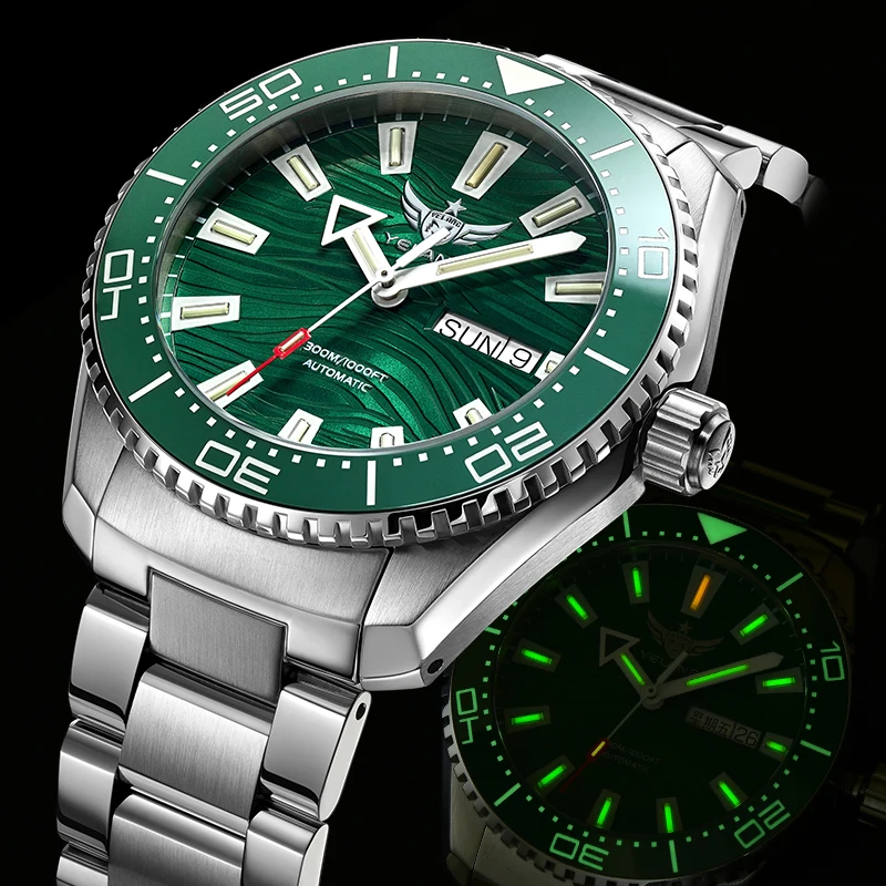 Yelang мужские автоматические часы Tritium T100 швейцарский механизм 26 камней