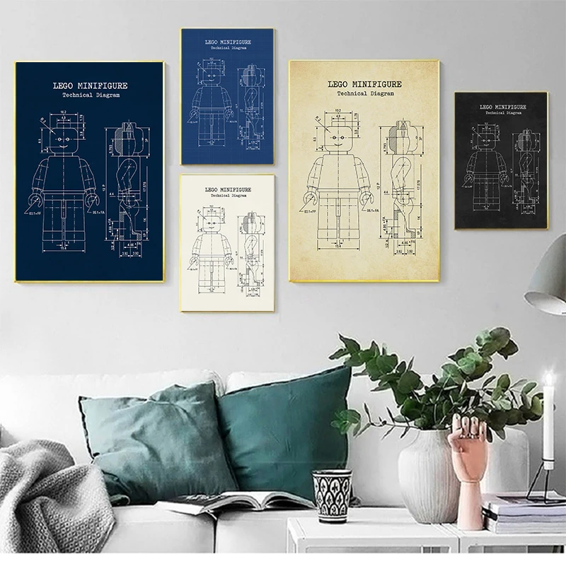 Legos мужской патент ВИНТАЖНЫЙ ПЛАКАТ игрушечное настенное искусство для legos love