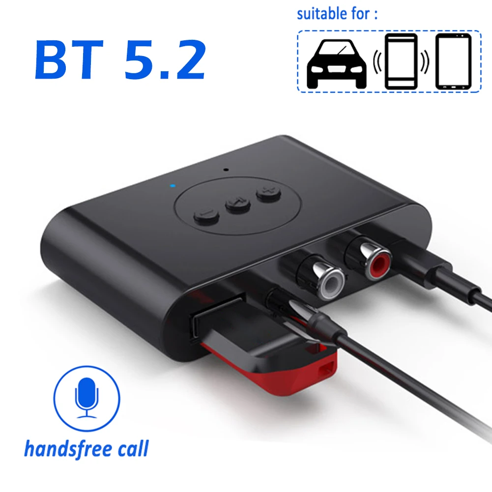 

Bluetooth 5.2 Audio Receiver 3.5mm AUX RCA USB U-Disk Stereo Music Wireless Audio Adapter with Mic For Car Kit Speaker Amplifier