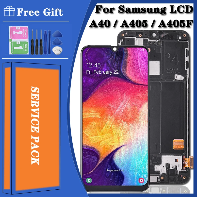 100% тест для Samsung A40 LCD 2019 A405 ЖК-дисплей сенсорный экран дигитайзер в сборе с рамкой