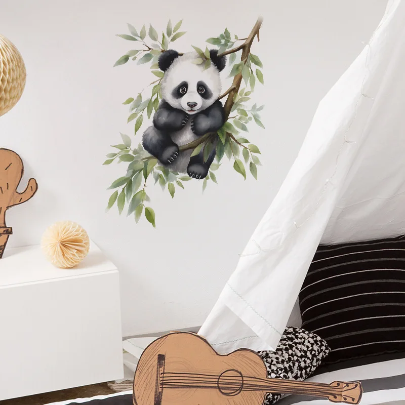 Милый постер с животными детская панда на дереве 3D виниловые настенные