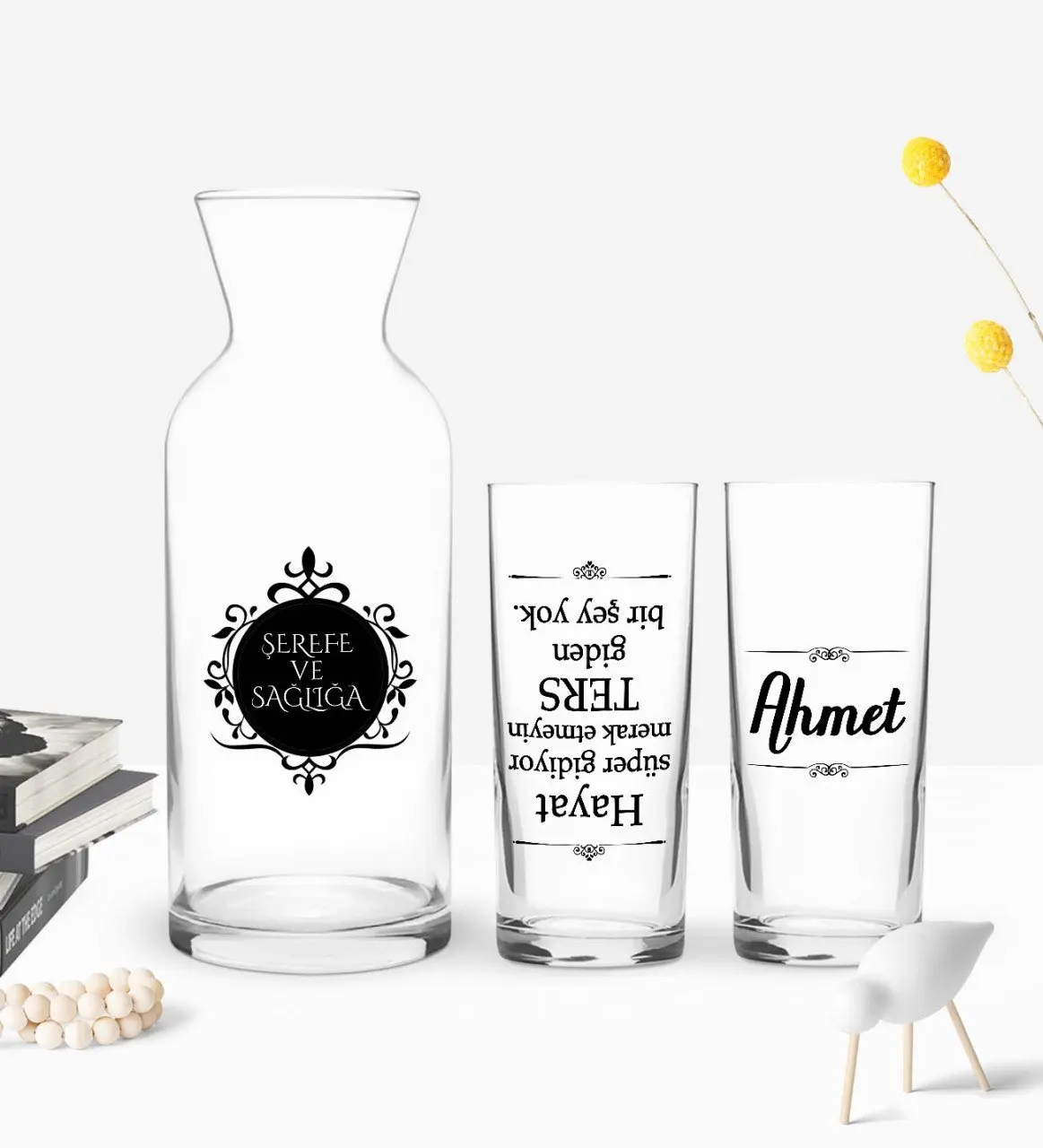 

Персонализированная красочная напечатанная с обратной стороны, дизайн, двойная чашка и графин, подарок Seti-1