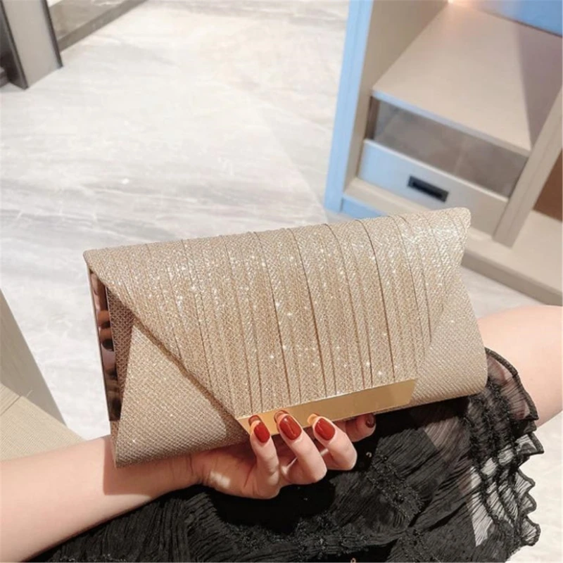 

New Women Silk Evening Bags Wedding Banquet Shoulder Bags Fold Mini Clutch Wallets Party Dinner Purse 2 Colors Drop Shipping