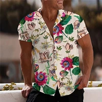 summer hawaiian mens floral shirt 3d print beach shirts for men coconut tree short sleeve oversized tops tee shirt men blouse