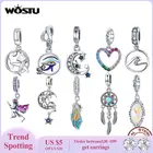 WOSTU Новое серебро 925 пробы Ловец снов Шарм Подвеска в виде сердца подвеска Путешествие подходит оригинальный браслет для женщин ювелирные украшения