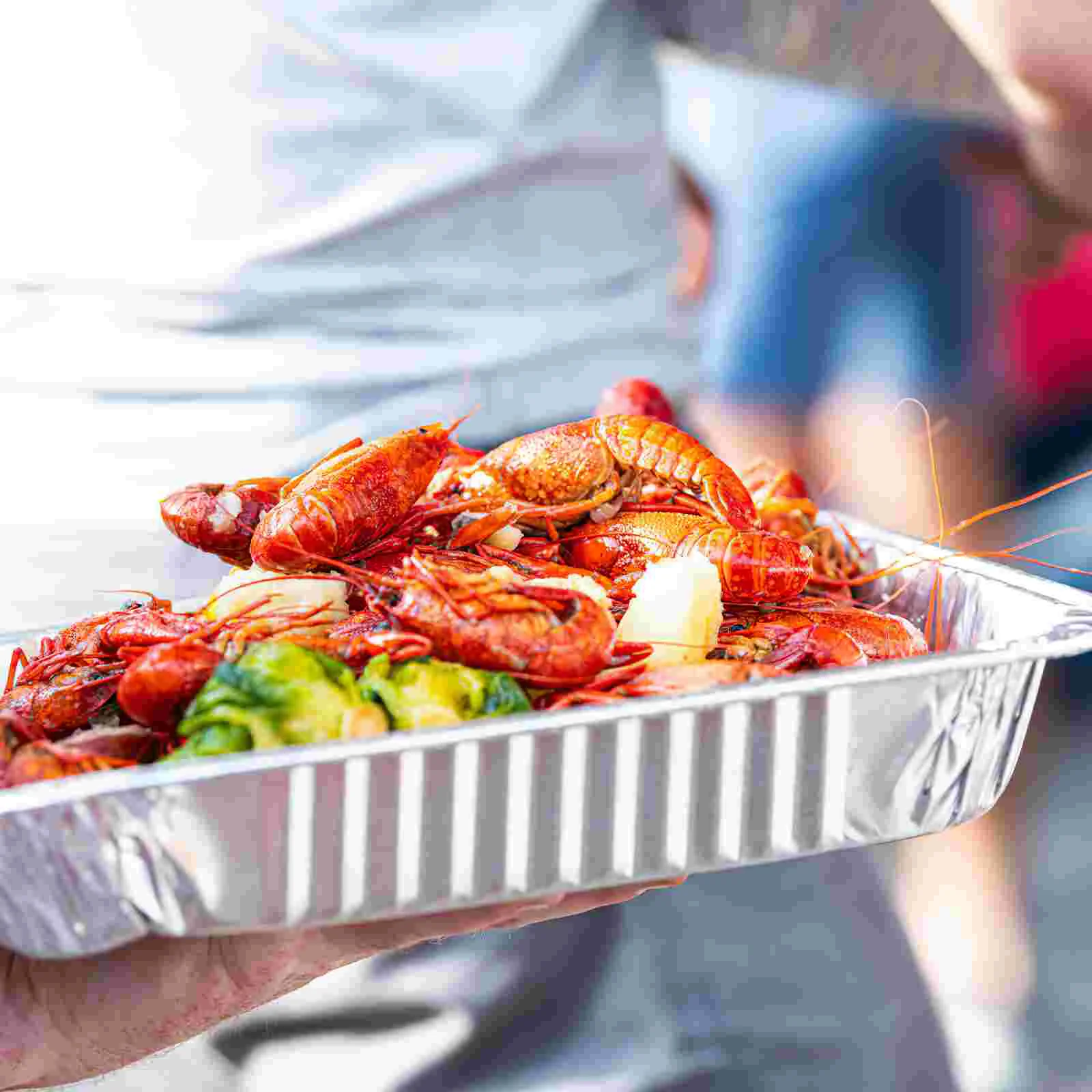

Aluminum Panspan Tray Disposable Drip Grill Trays Grease Bakingbbqcontainers Tin Roasting Oven Steam Buffet Deep Table Liners