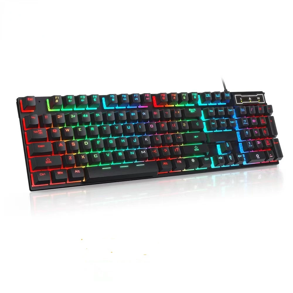 

2023 trend keyboard Gamer keyboard with backlight USB 104 Rubber keycaps RGB Wired Ergonomic Russian keyboard For PC laptop