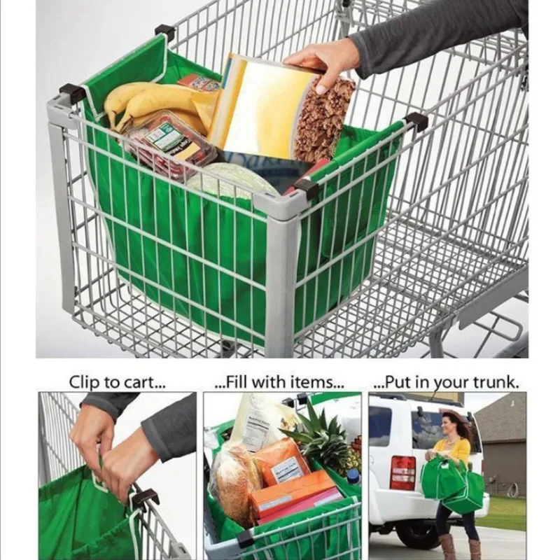 

Supermarket Shopping Bag Eco Friendly Trolley Tote Thicken Cart Bags Large Capacity Handbags Foldable Reusable Women Cart Bag