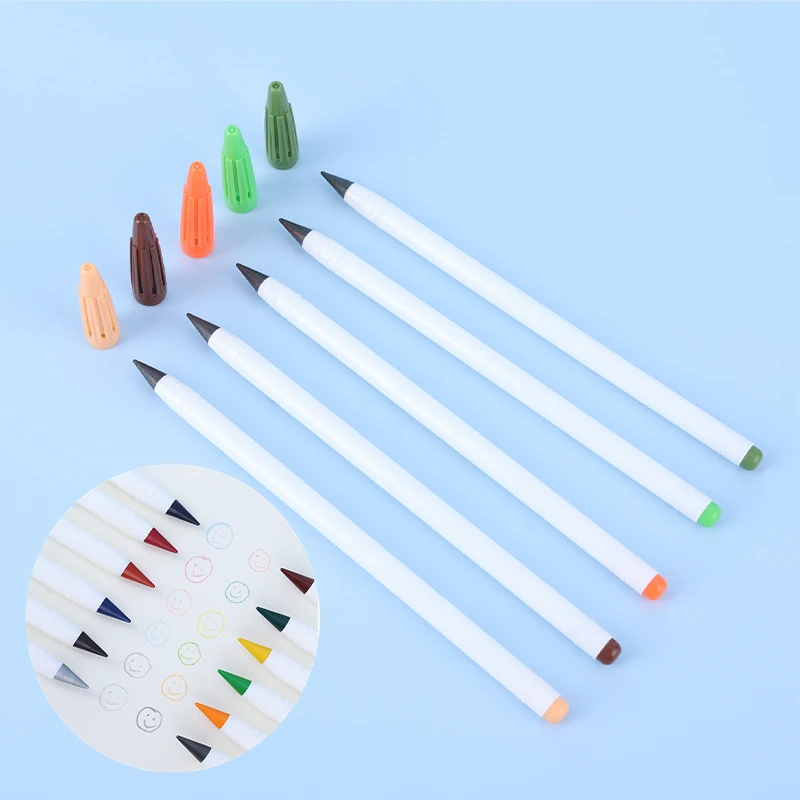 

New Technology 12 Color Eternal Pencils No Ink Kawaii Unlimited Pencil School Kids Art Color Sketch Painting Stationery
