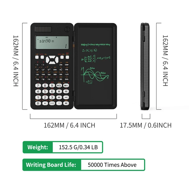Scientific Calculator With Writing Tablet 991MS 349 Functions Engineering Financial calculator For School Students Office Solar 6