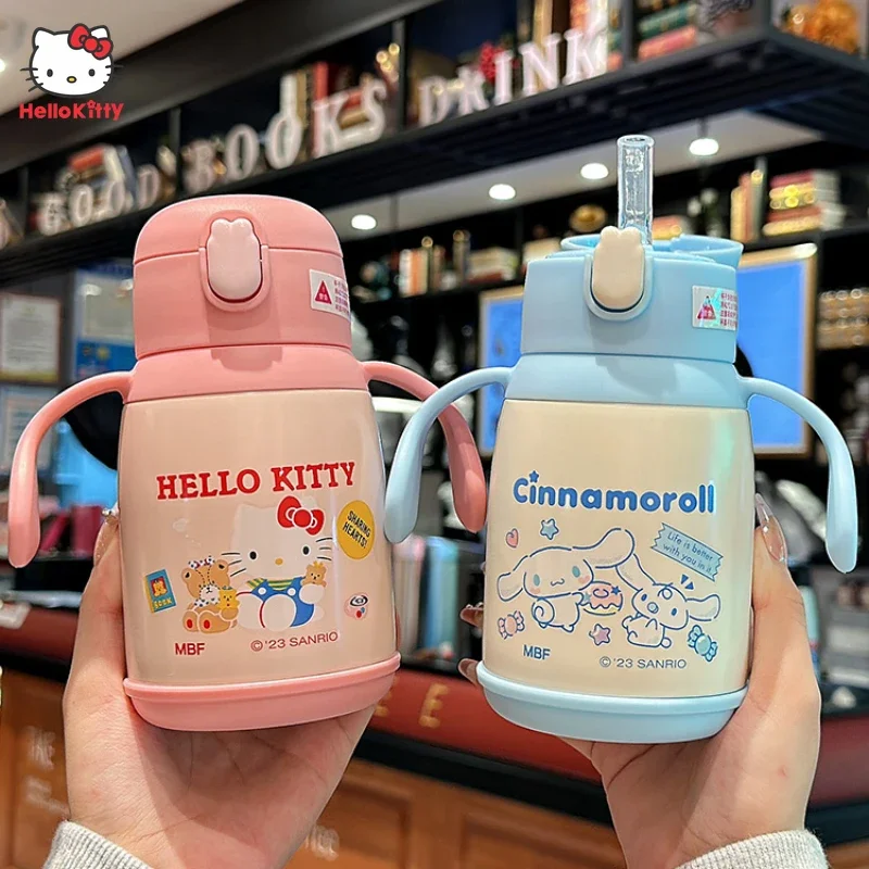 

Anime Sanrios Hello Kittys Kid Baby Thermos Water Bottle Cartoon Cinnamoroll Pochacco Student Portable Straw Thermos Cup Cupware