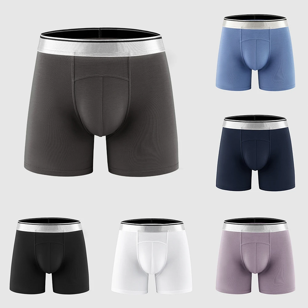 

Mens Long Legs Boxer Trunks Soft Modal Underwear U-Convex Pouch Sport Underpants Comfortable Panties Lingeries Casual Shorts