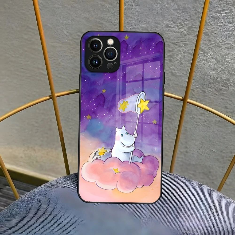 Чехол для телефона с изображением аниме M-Moomin-Hippo Iphone 16 15 14 Pro Max 12 11 13 Mini X Xr Xs Puls