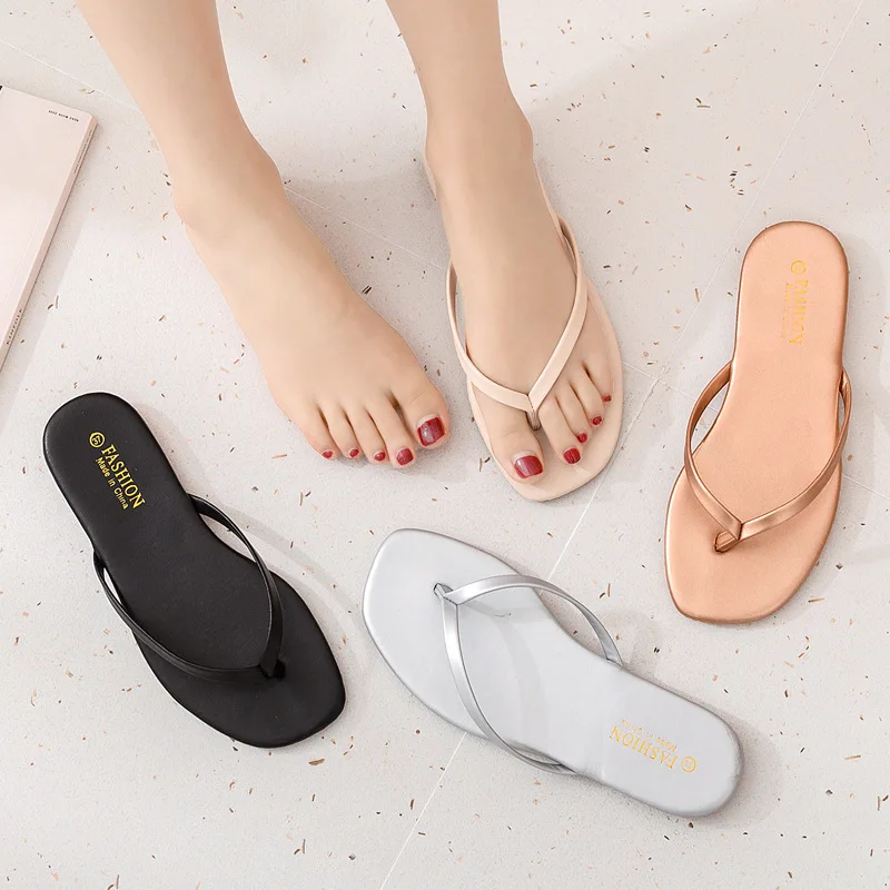 

Women's Solid Color Flip-Flops Square Head Flip Flops Summer New 1.5cm Heel WNh