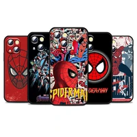 avengers spiderman marvel for apple iphone 13 12 11 pro max mini xs max x xr 6 7 8 plus 5s se2020 soft tpu black phone case capa