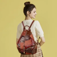 cobbler legend fashion womens backpack vintage genuine leather female travel bags casual shoulder bag for studentteenage