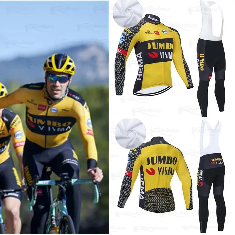 

TEAM JUMBO 2021 Cycling Jersey Suit Long Sleeve 20d Bike Pants MTB Quick Dry Ropa Ciclismo BICYCLING Premium Maillot Clothing