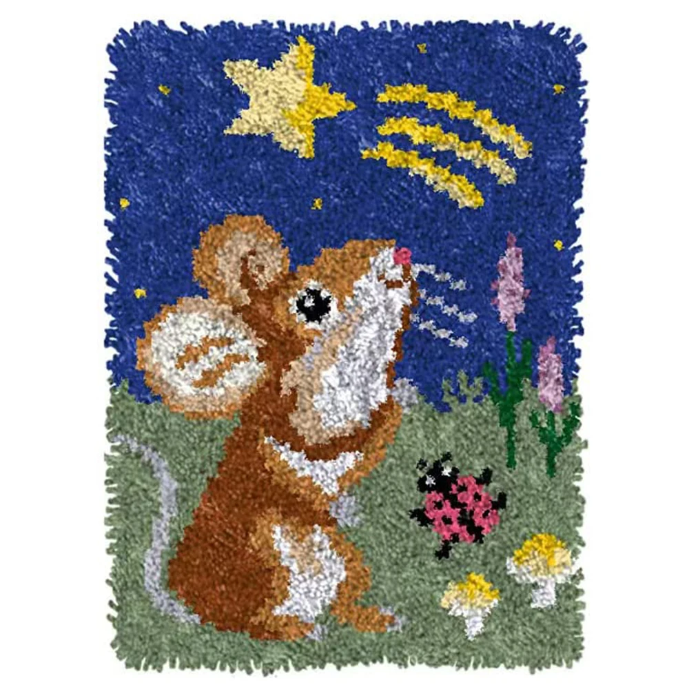 

Smyrna latch hook kit with printed pattern Rug making kits for kids room Carpet embroidery Tapestry Crafts for adults Hobby