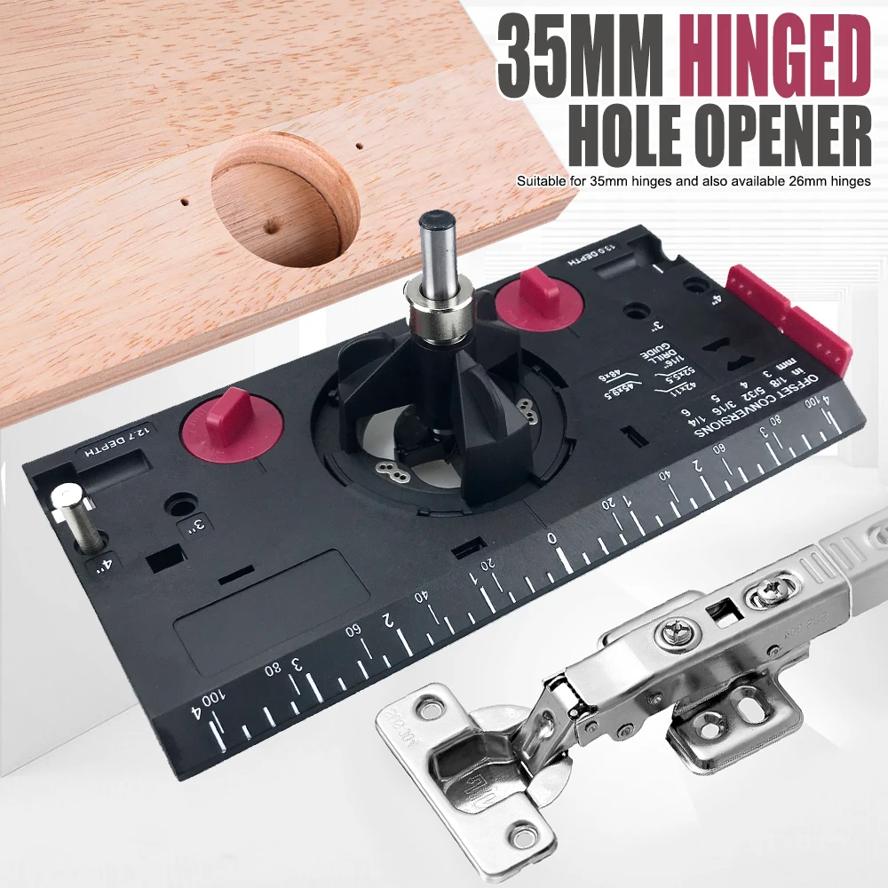 

35mm Woodworking Hinged Hole Opener Positioner Hinge Template Drilling Jig Positioning Plate Woodworking Tool