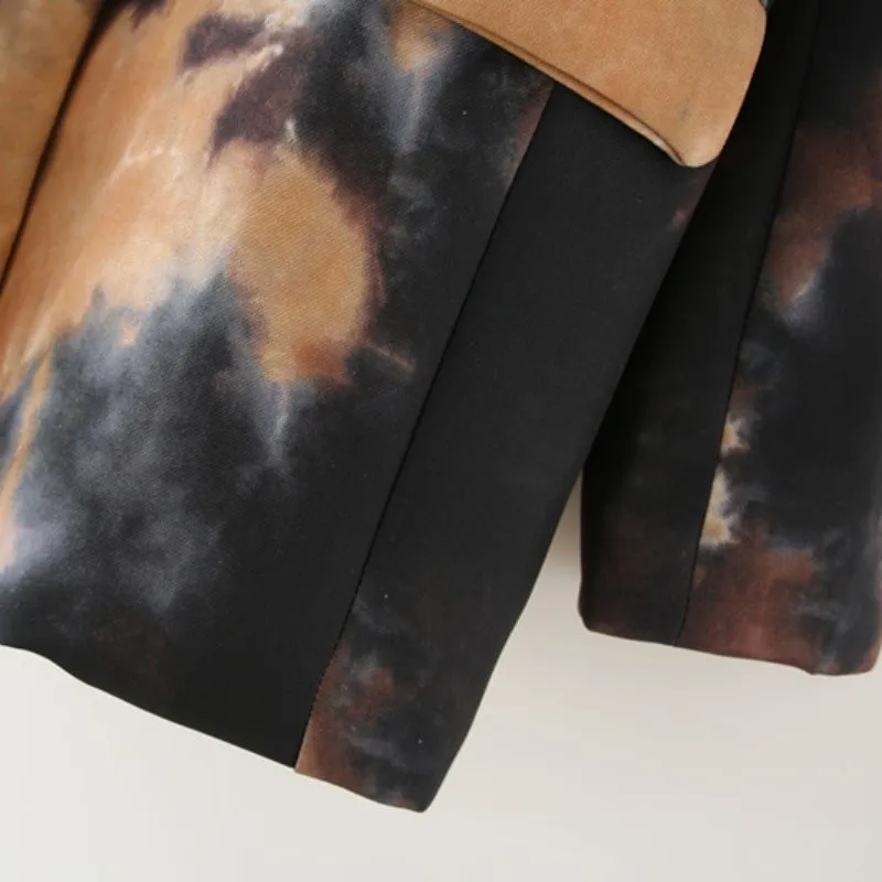 Женская одежда в европейском стиле яркий пиджак с принтом на одной пуговице