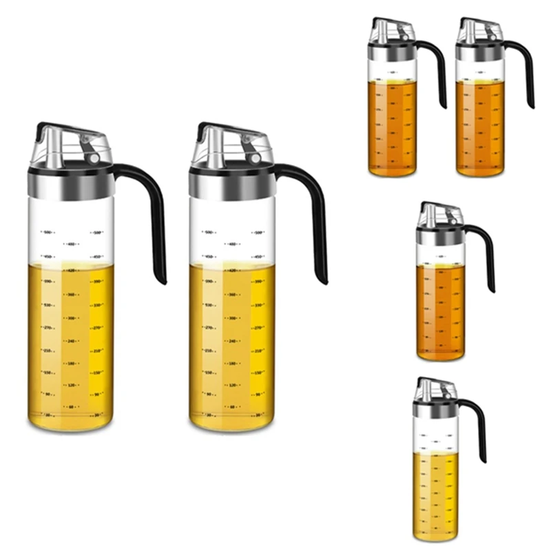 Olive Oil Dispenser Bottle Auto Flip Condiment Container Automatic Cap And Leakproof Vinegar Glass Cruet For Kitchen