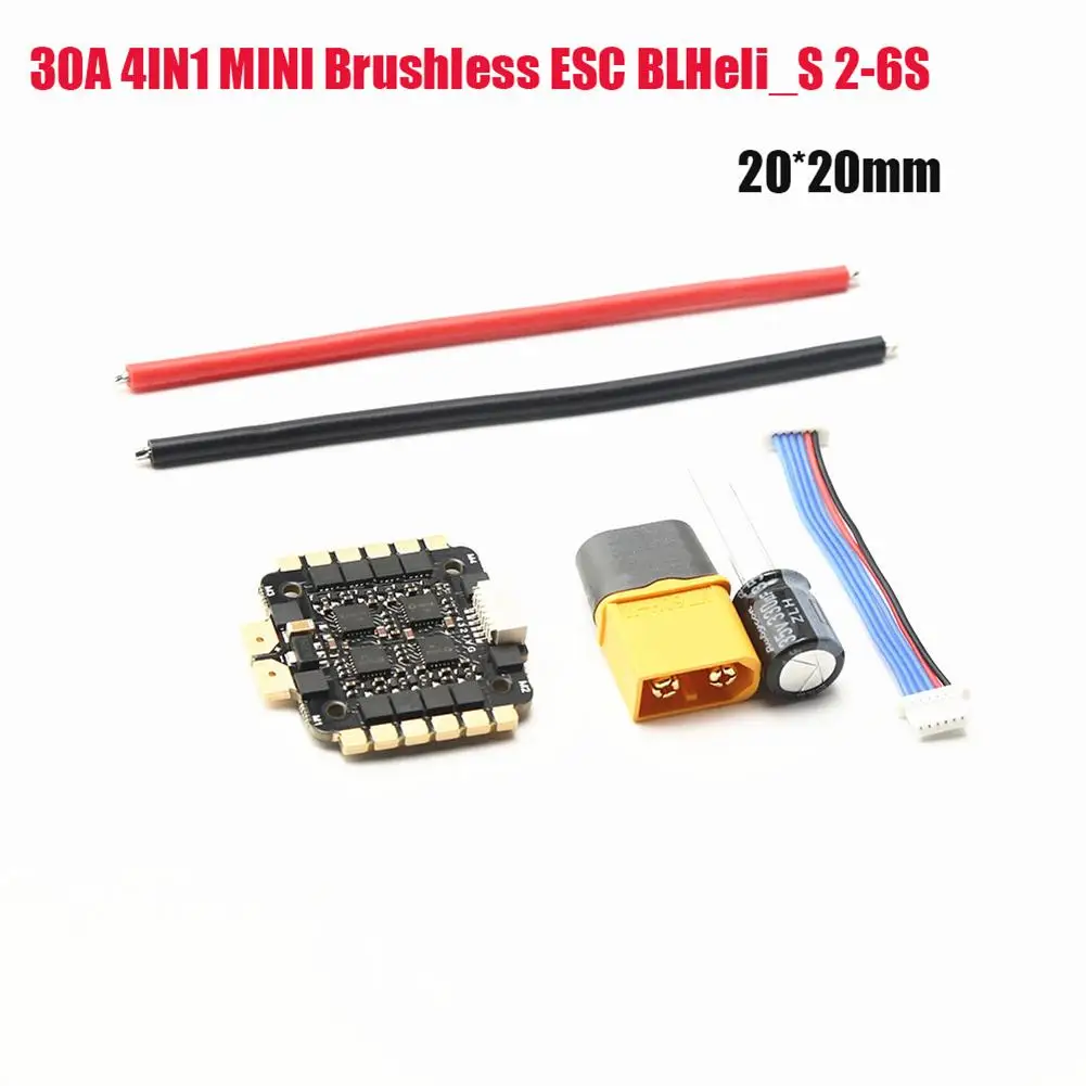 

Мини бесщеточный Esc Blheli_s 2-6s Bec, 30 А, 4 в 1, 5 В, 6,5 г, 20x20 мм для Fpv радиоуправляемого гоночного дрона, запасные части, аксессуары