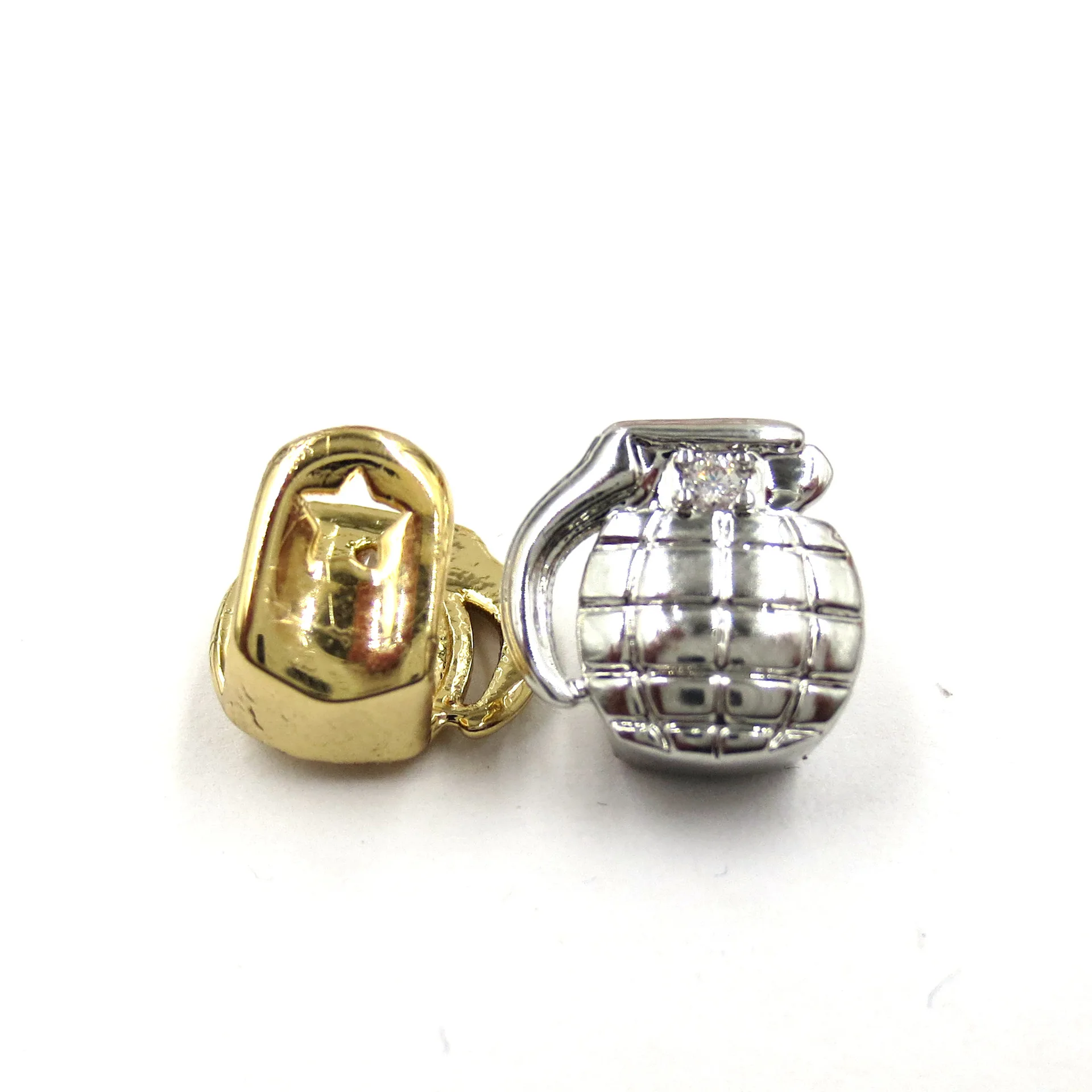 Граната Золотая Посеребренная хип-хоп гриль для зубов мужские и женские верхние