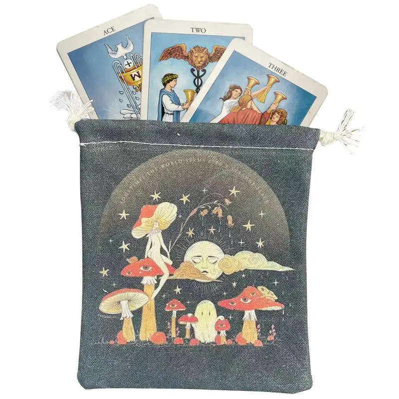 

Tarot Card Bags With Mushroom Goddess Tarot Rune Bag Drawstring Pouch Thick Jewellery Pouches Protective Bag