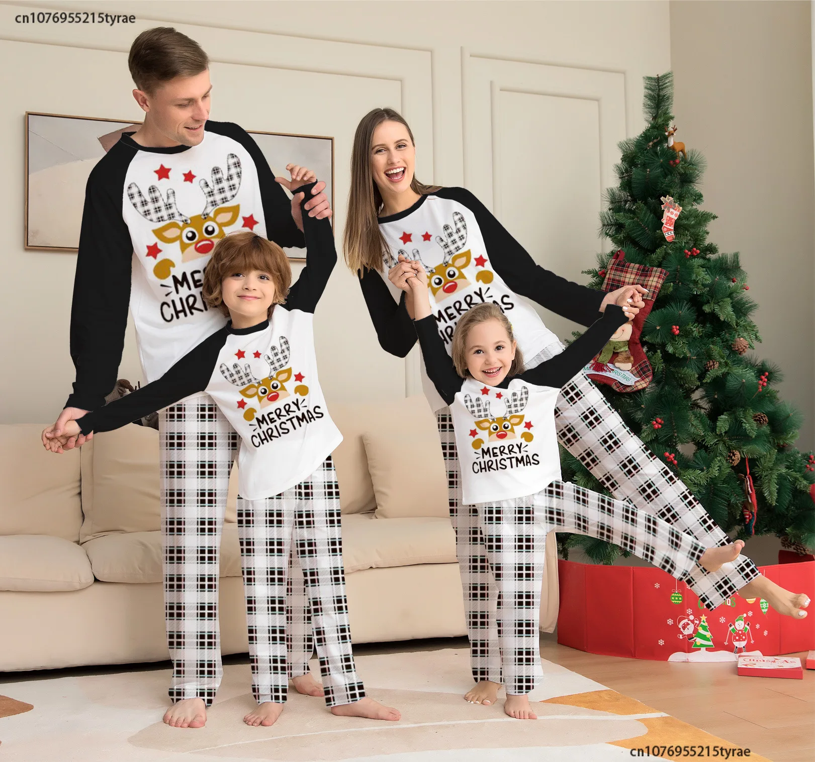 

Elk Print Mom Daughter Dad Son Baby Dog Matching Outfits 2023 New Christmas Pajamas Set Soft 2 Pieces Suit Sleepwear Family Look