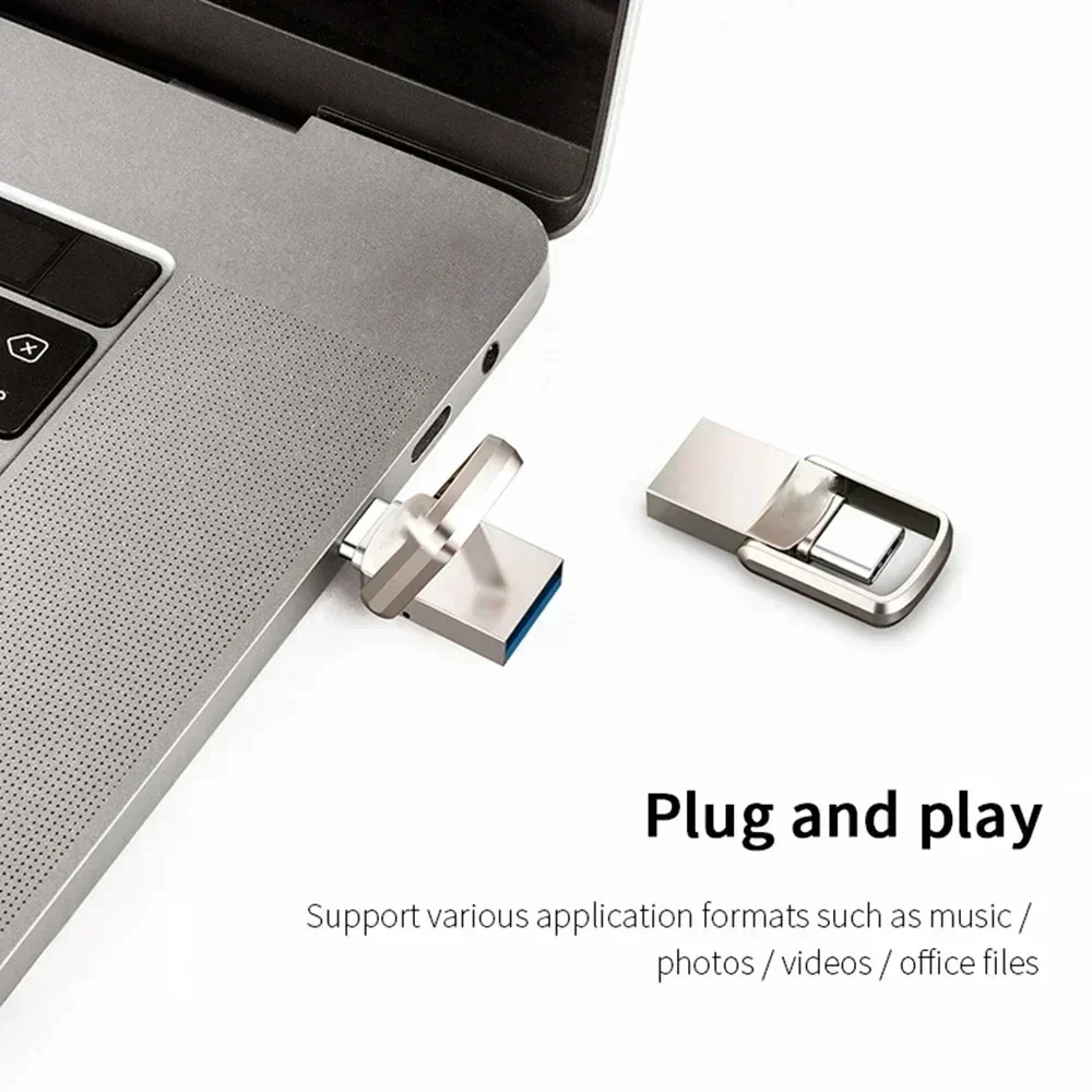 Фото Флеш-накопитель Lenovo Metal U Disk 2 ТБ с интерфейсом USB3.2 Type-C для передачи данных между мобильным телефоном и компьютером, большая емкость. №4