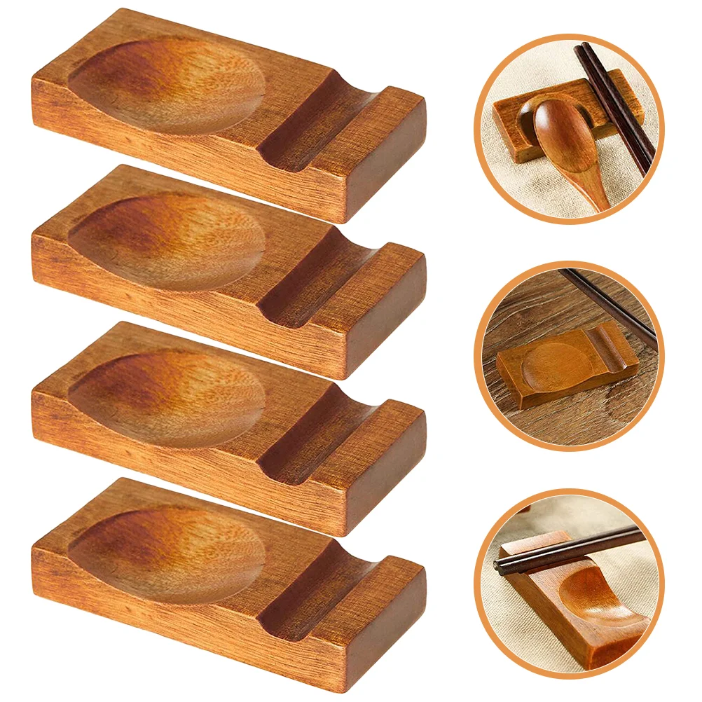 

4Pcs Chopstick Rest Wood Spoon Rest Chopstick Holder Spoon Holder Spoon Rest Wood Chopstick Holder Wood Chopstick Rest