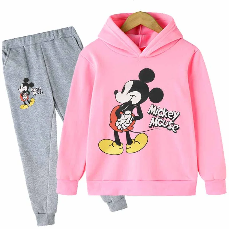 

Children's Mickey Mouse Clothes Sweatshirt Pullover Hoodies Pants 2 piece Set Mickey Mouse Tracksuit Girl Kids Print Hoodie Suit
