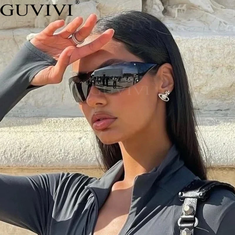 Цельные солнцезащитные очки в стиле панк Goggle Y2k роскошные брендовые с запахом